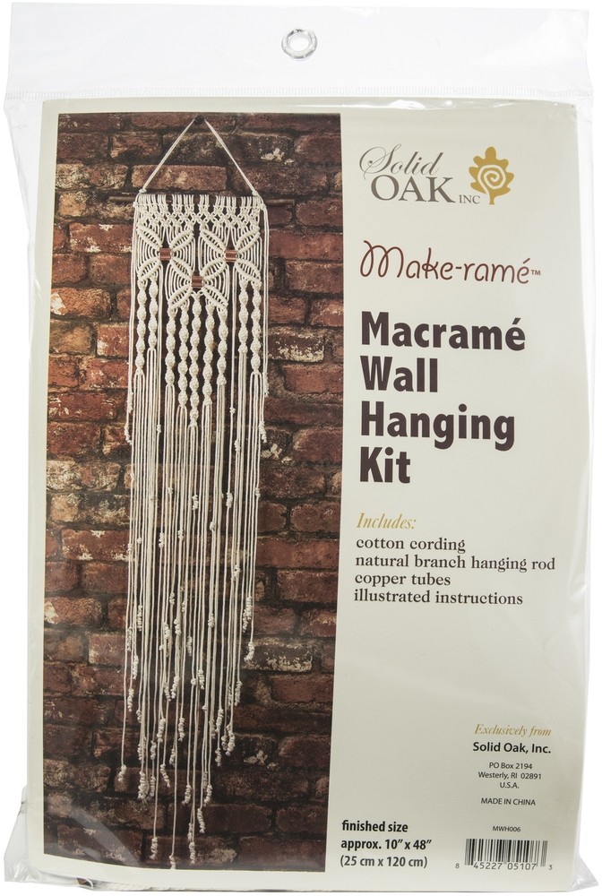 Solid Oak-Macrame Wall Hanger Kit-Three Flowers