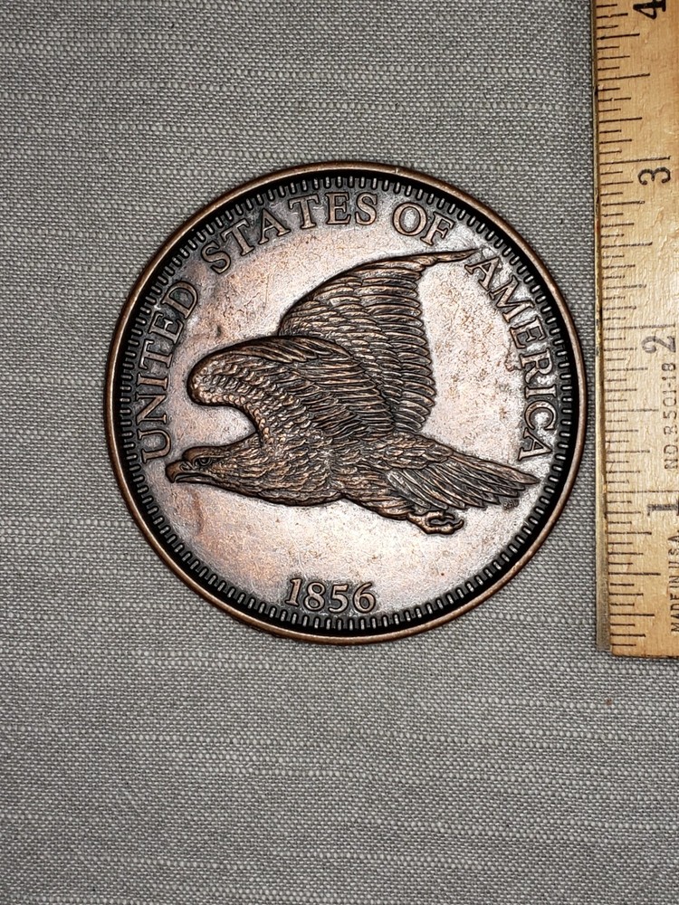 Oversized 3" 1856 Novelty Flying Eagle Large Cent Coin One Cent Token C58
