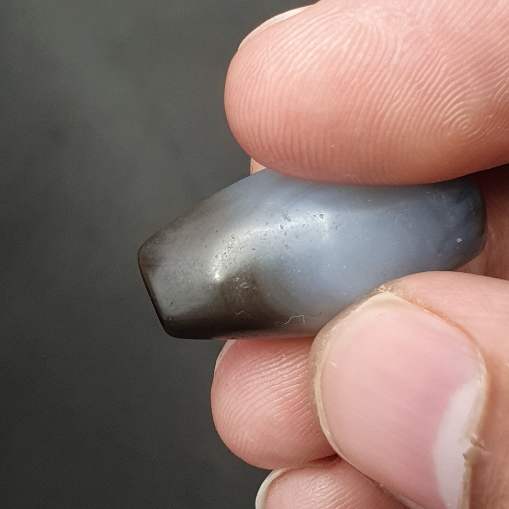 Antique Persian Himalayan Blue Chalcedony Agate Bead