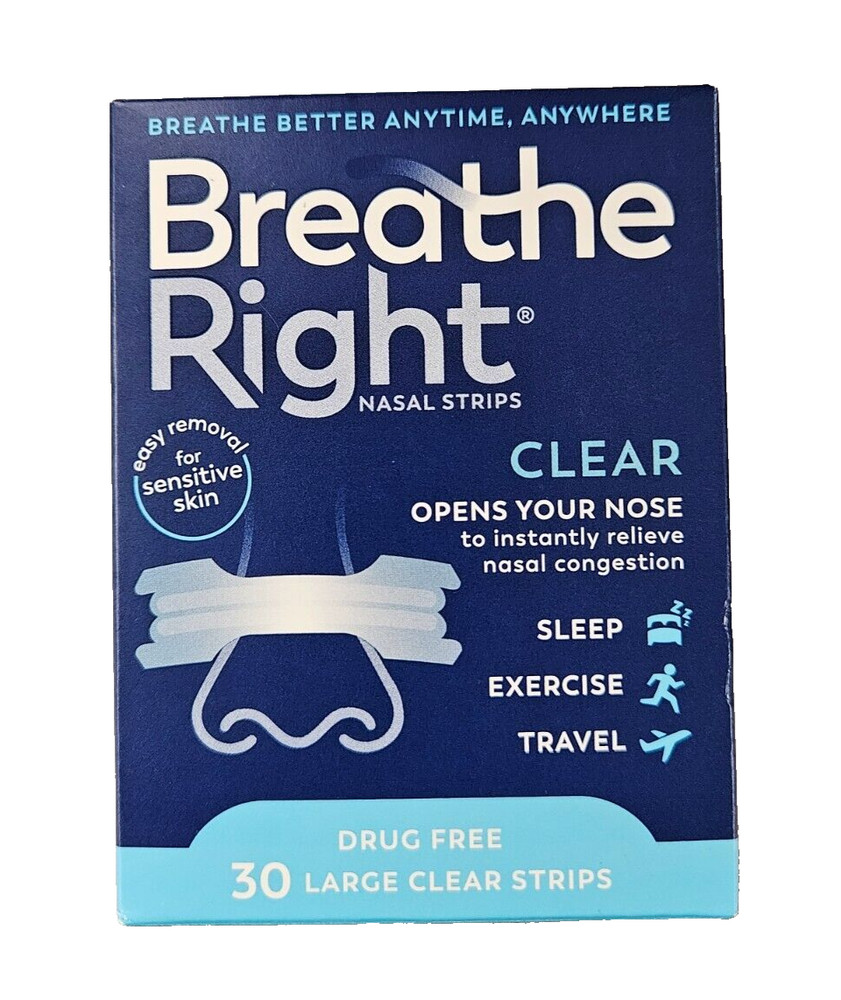 Breathe Right LARGE Clear Nasal Strips for Sensitive Skin 30ct