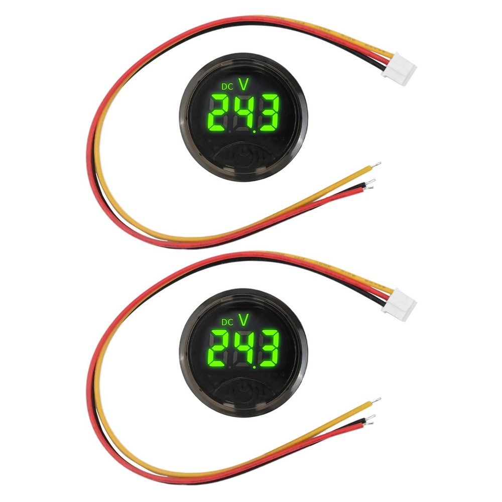 Round Digital Voltmeter with LED Display and Touch Operation for Batteries