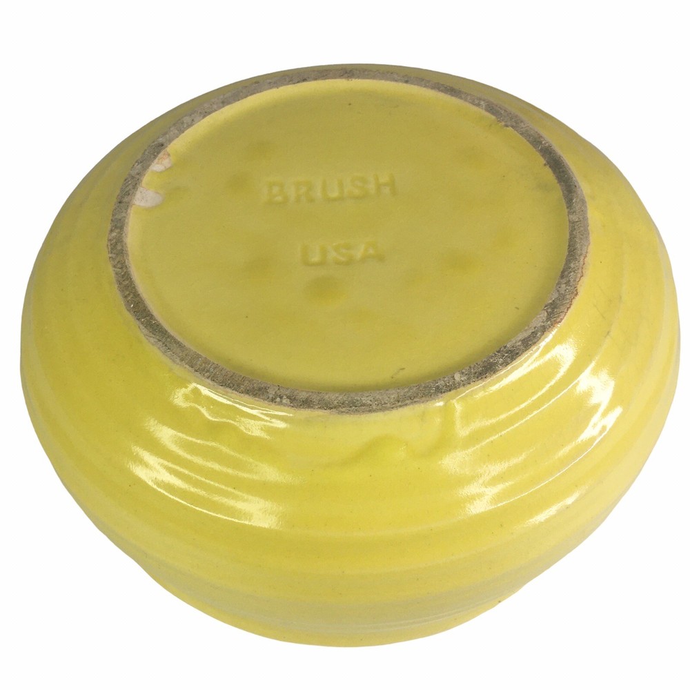 Vintage 8" Brush Pottery Bowl Yellow Beehive pattern Planter