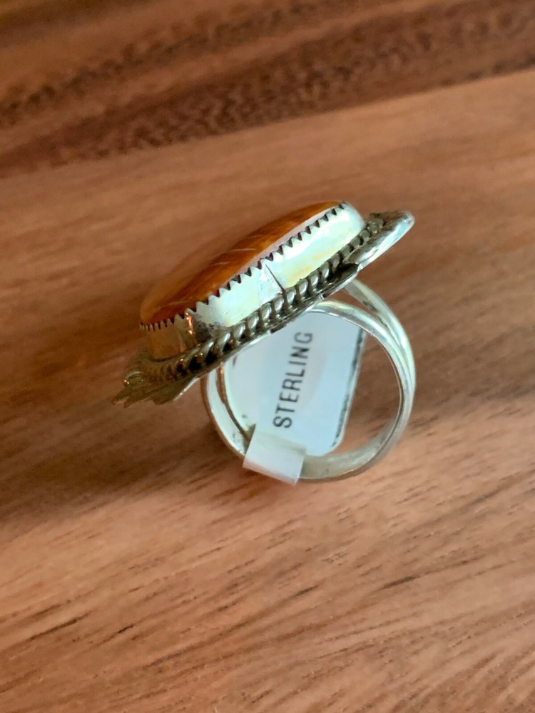 ORANGE ~ SPINY STERLING ~ RING (7.50)