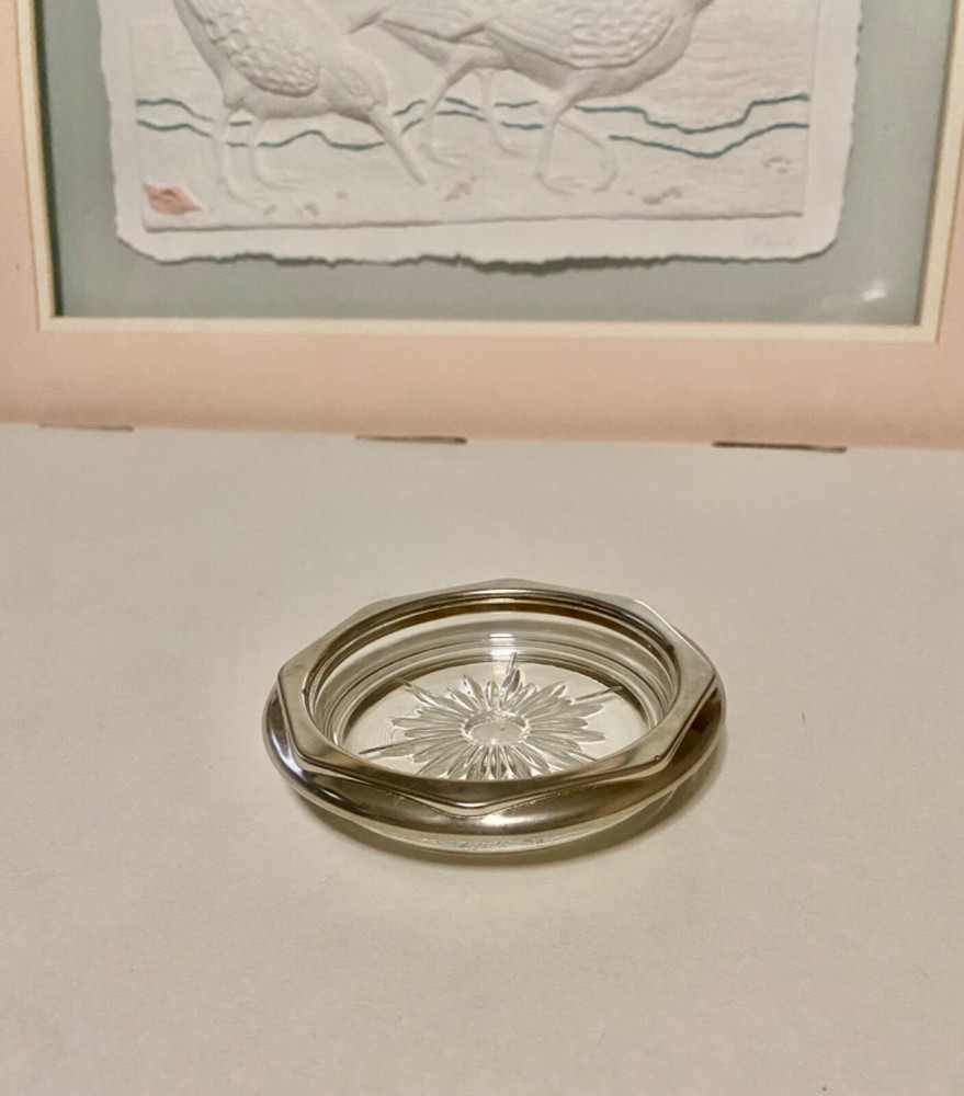 W&S Brackinton Dining Crystal &Silver Coaster Vintage