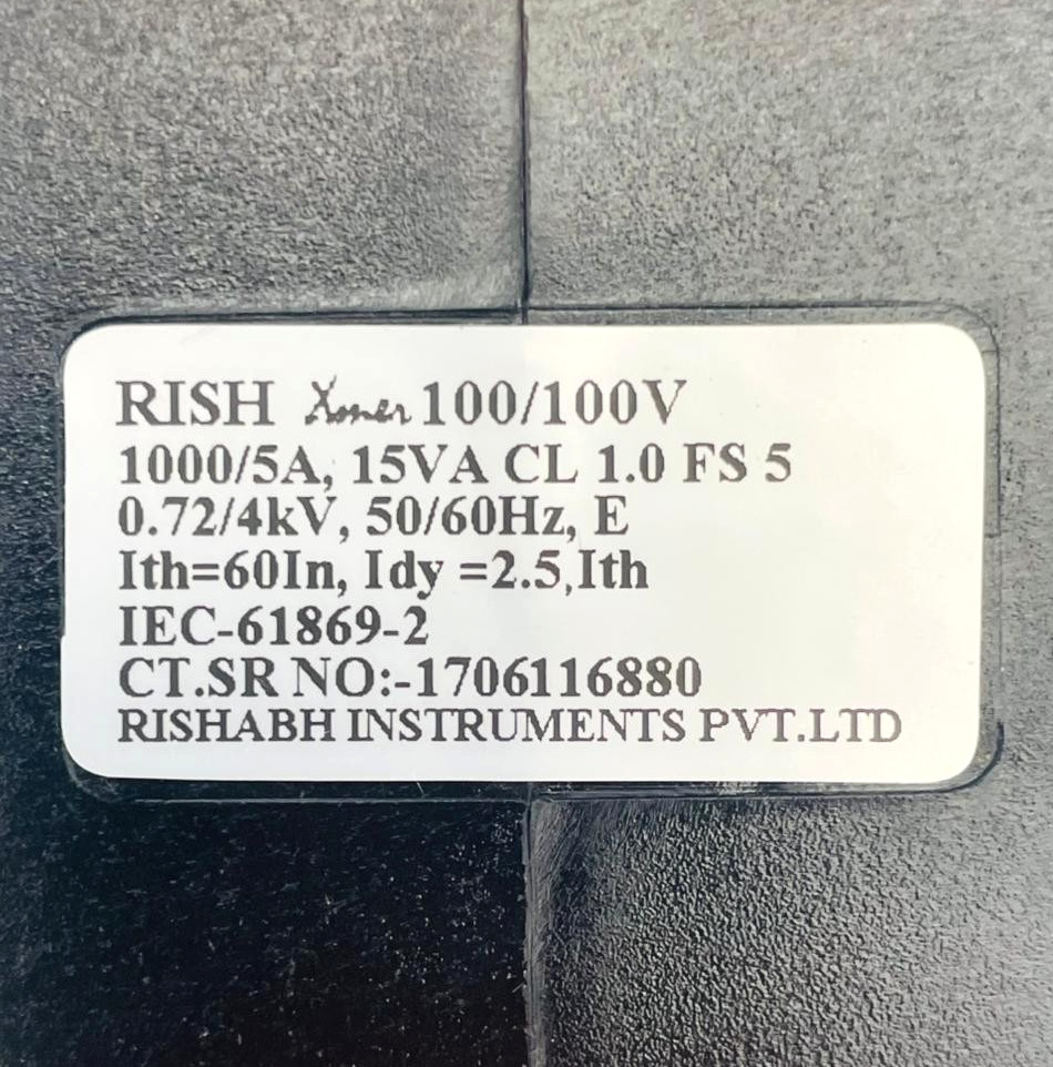 RISHABH INSTRUMENTS RISH Xmer 100/100V Current Transformer 1000/5A