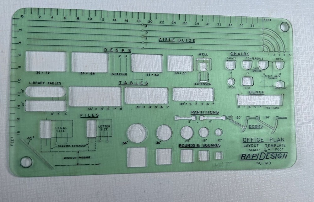 Vintage Rapidesign Office Plan Layout Template No 610