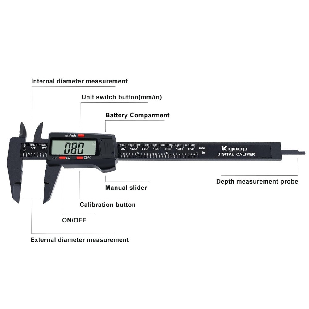 Versatile Digital Caliper 0-6" with Multiple Measuring Modes & Zero Reset
