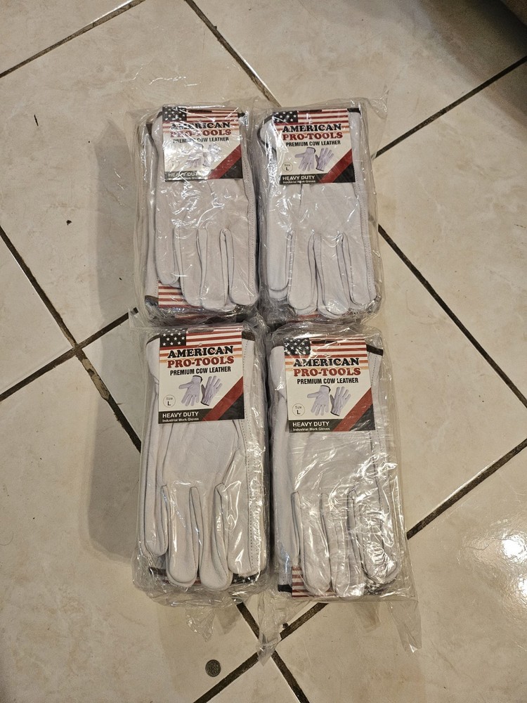 4 Docenas De Leather Gloves size L