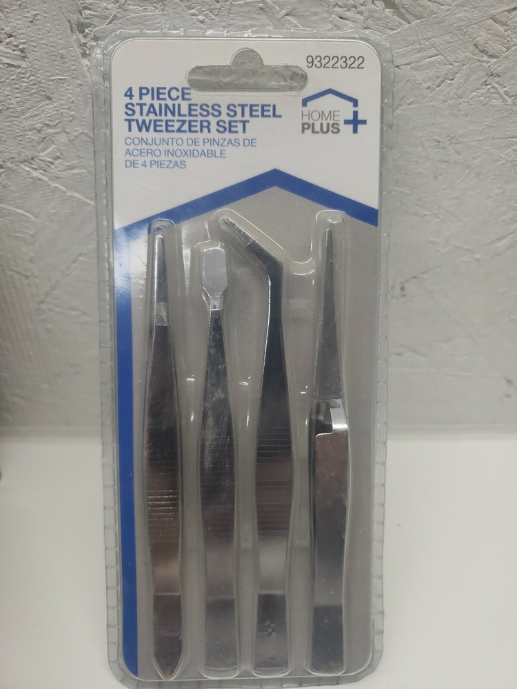 Home Plus  Silver  Tweezers  4 pk