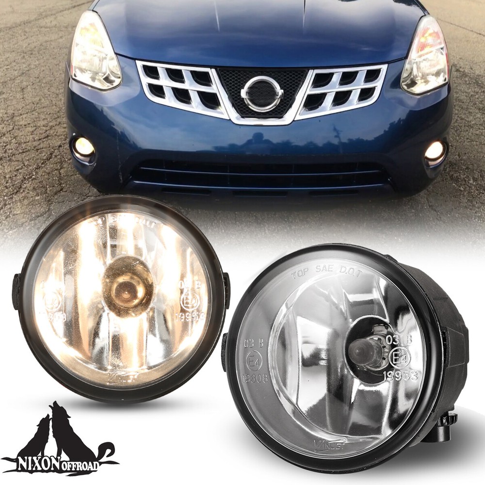 For 2011-2015 Nissan Rogue Fog Lights Front Bumper Replacement Lamp Clear Pair