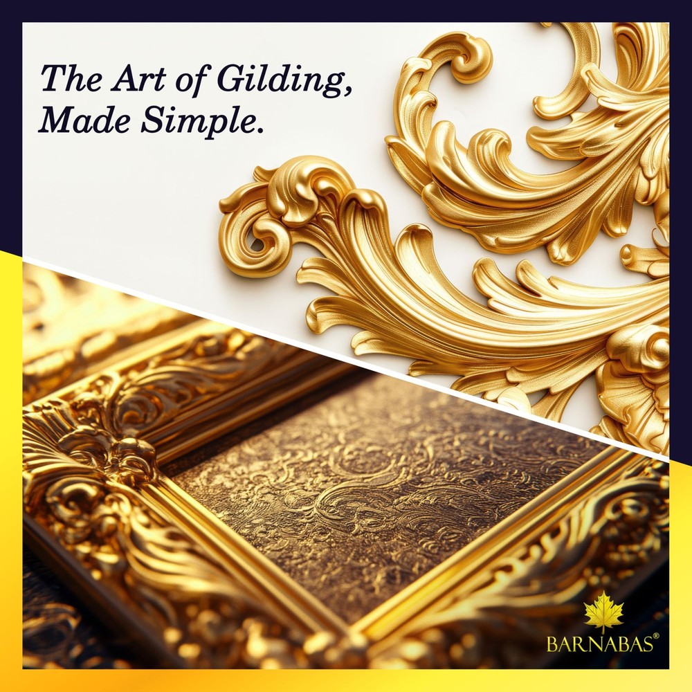 Barnabas Gold Leaf Kit – 25 Standard Gilding + 25 Foil Sheets,