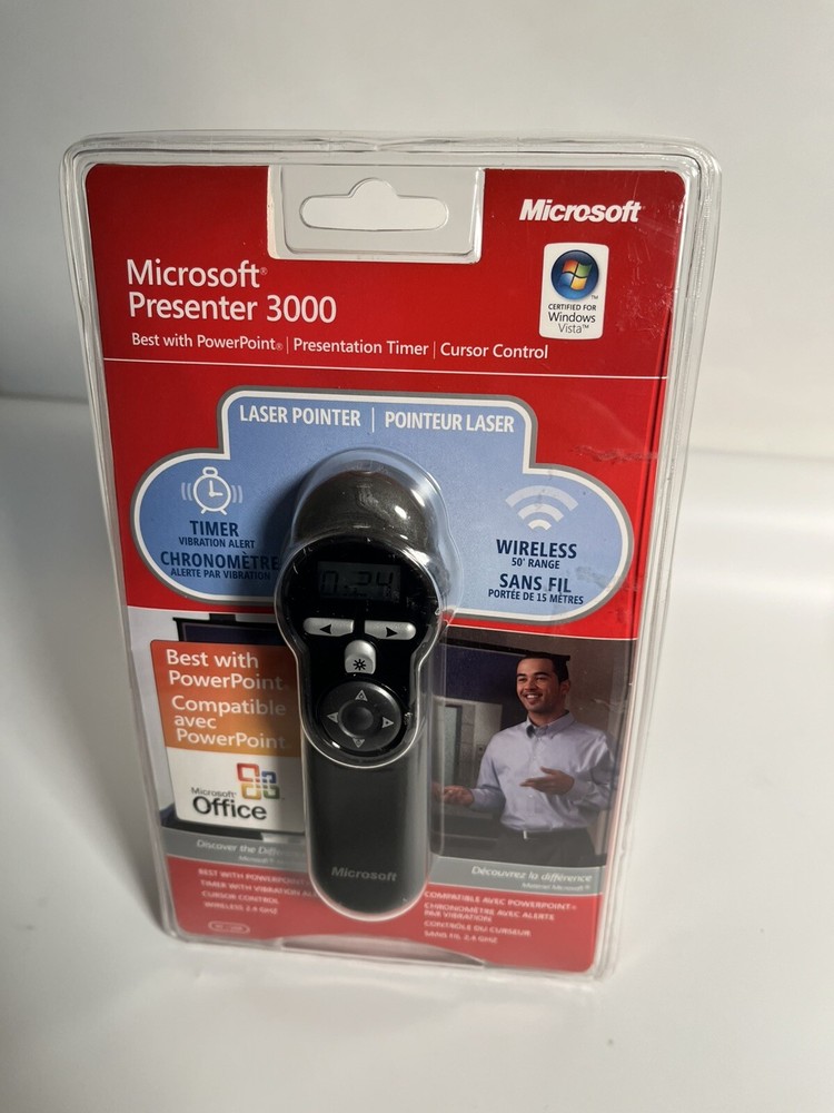 NEW Microsoft Office Presenter 3000 Power Point Timer Cursor Laser Wireless OEM