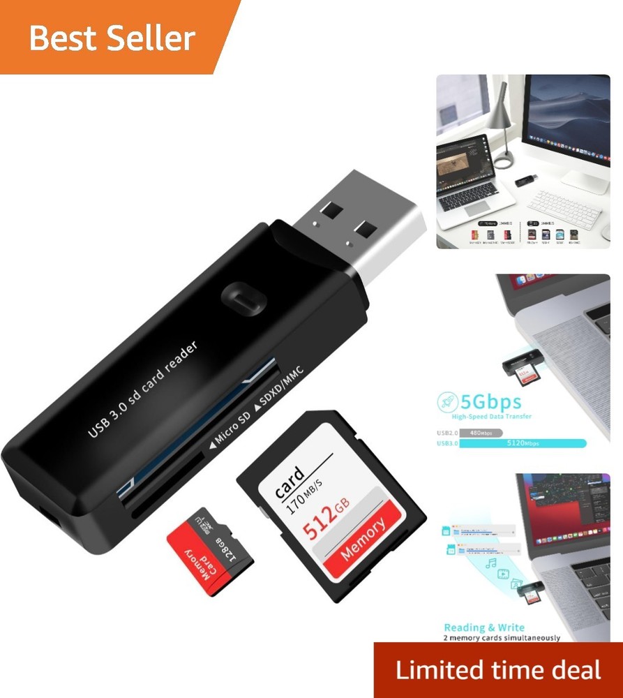 Multi Memory Card Adapter - USB 3.0 Reader for SD, MicroSD, MMC - 5Gbps Transfer