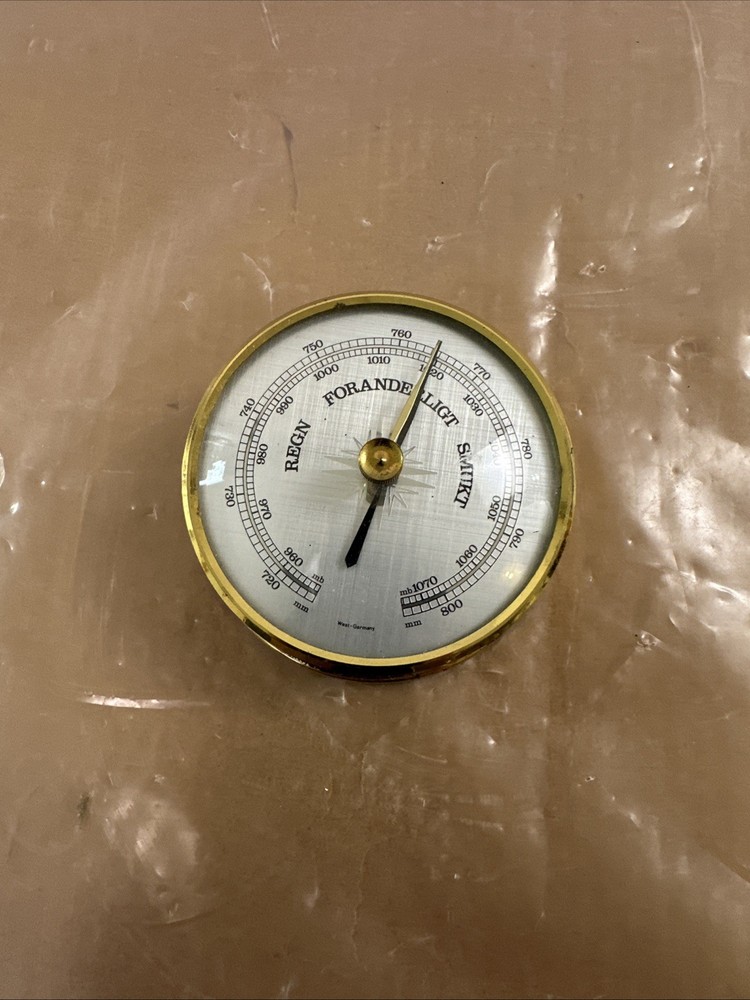 West Germany Brass Wall Mount Barometer