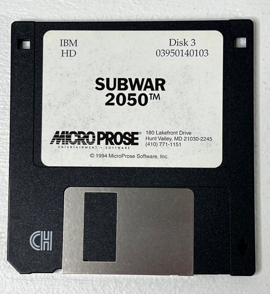 SUBWAR 2050 IBM PC Game on 3.5" Floppy Disks Untested