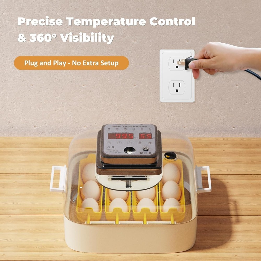 Egg Incubator with Automatic Egg Turning and Humidity Control 16 Eggs