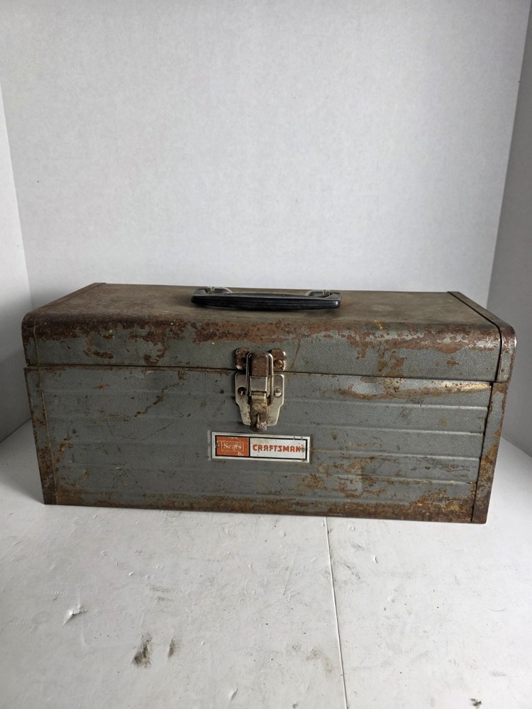 Vintage Sears Craftsman Metal Gray Toolbox