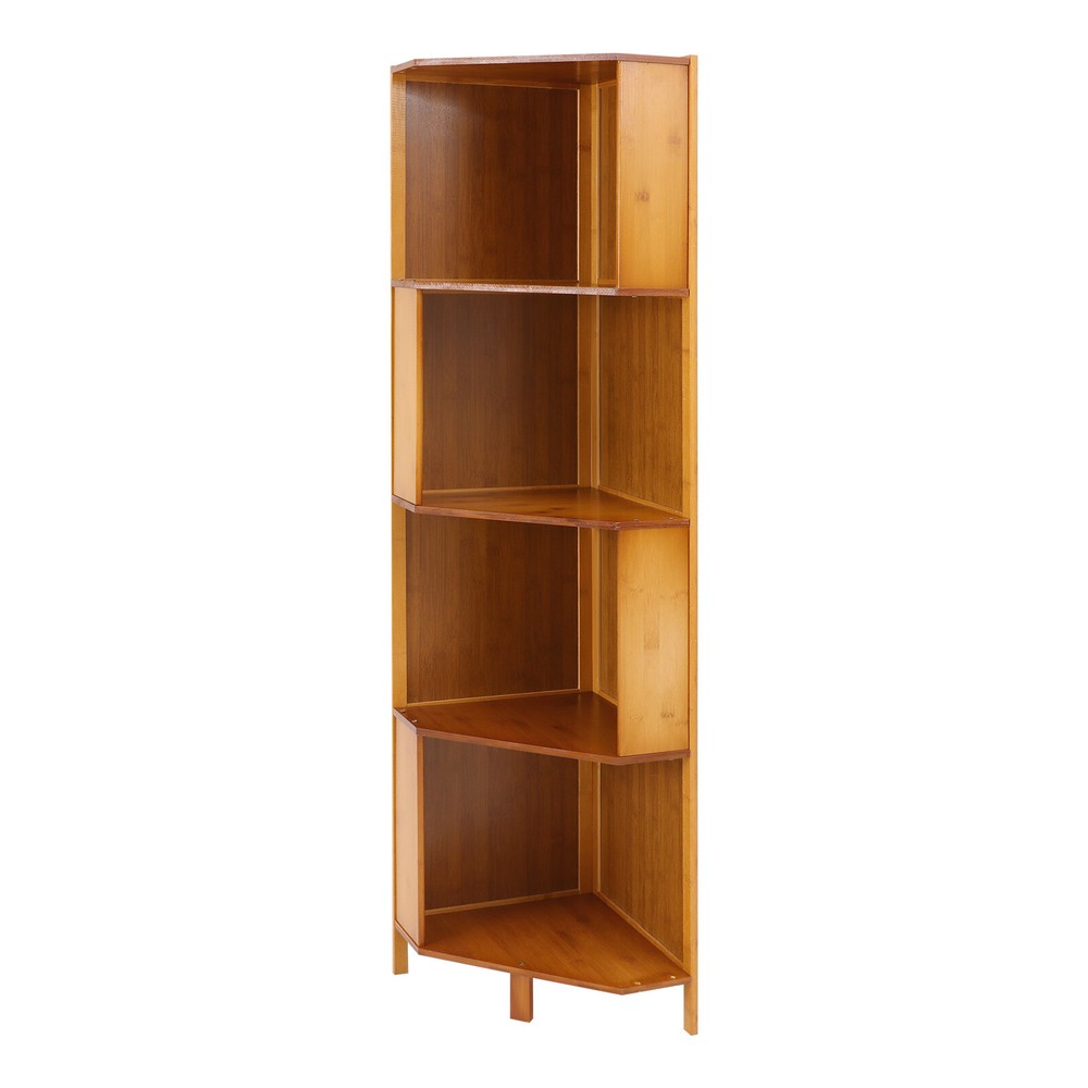 4-Tier Corner Bookcase Multifunctional Storage Stand A-Shaped Display Bookshelf