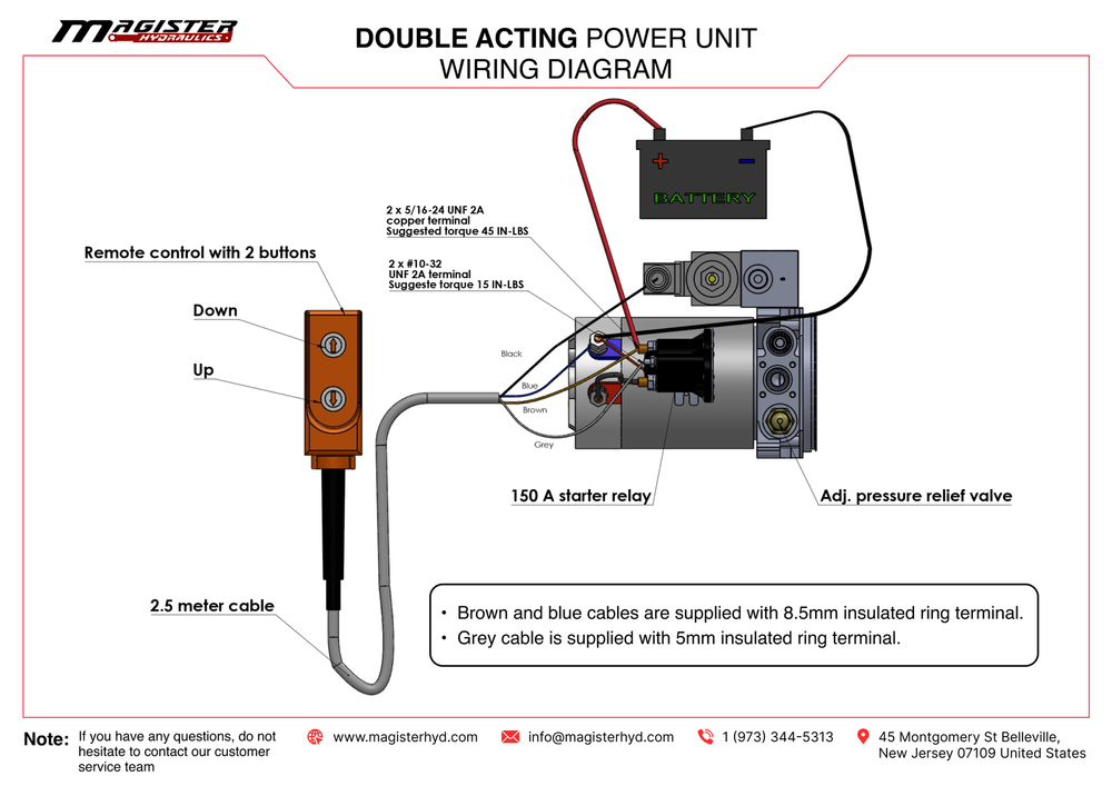 12V DC Double Acting Hydraulic Power Unit 8 Quart tank with Remote Control