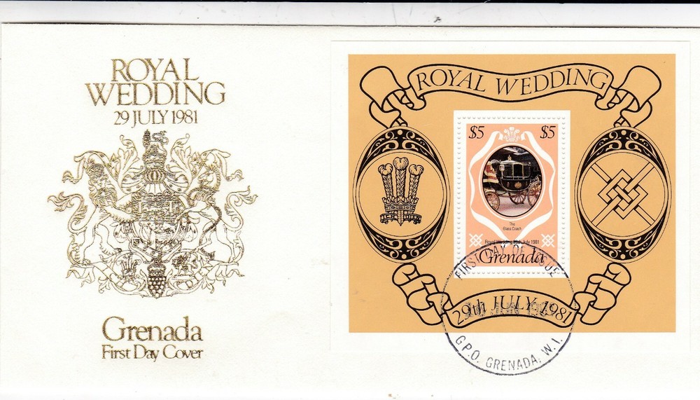 Grenada 1981 Royal Wedding minisheet FDC Bureau Cancel Unaddressed VGC