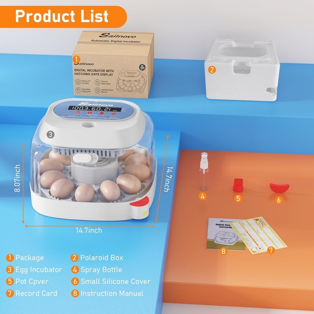 Egg Incubators for Chicken Eggs with 4 Modes and 360° View Automatic Egg Turning