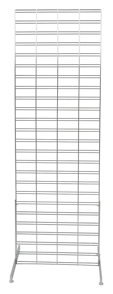 Slat Grid Panel 2' x 6' Display Chrome Legs Standing Slatgrid Fixture Metal