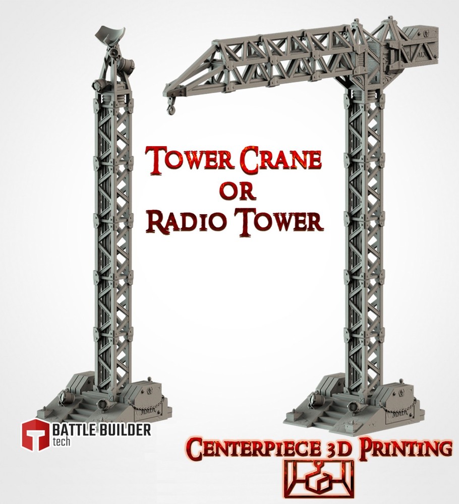 Tower Crane or Antenna - 3d printed Tabletop Terrain Scenery for Grim Future