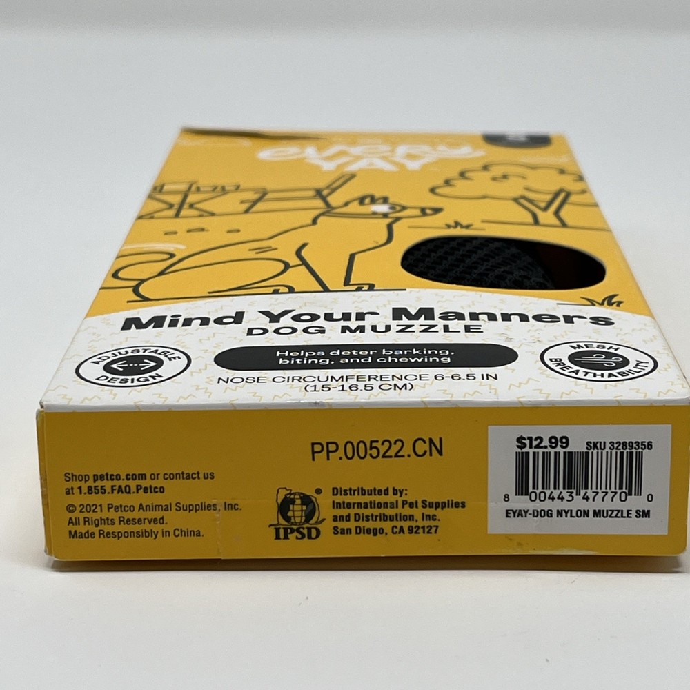 MIND YOUR MANNERS Dog Muzzle Anti Bark & Bite Adjustable And Comfy S