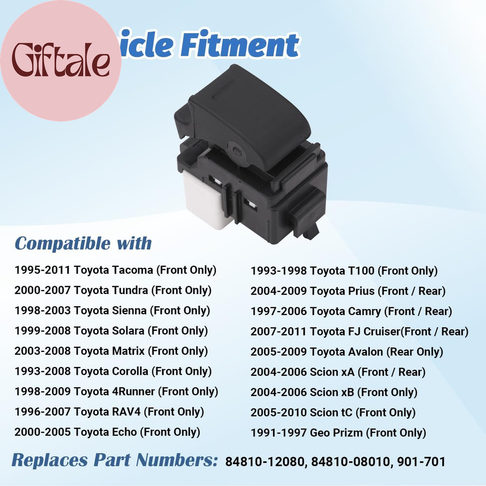 Power Window Switch Control Button Front Rear Passenger Side Compatible with 199