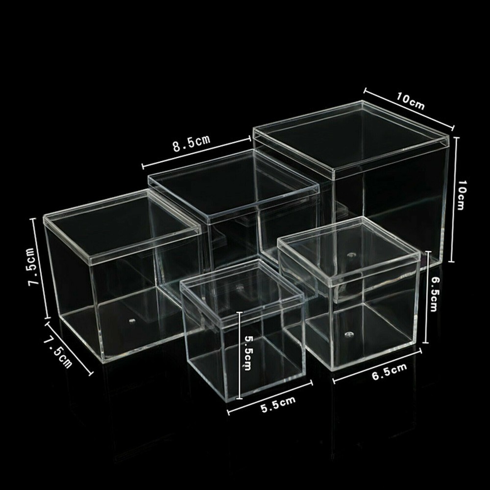2pcs Clear Acrylic Display Box Case Perspex Dustproof Protection Decor 2"X2"