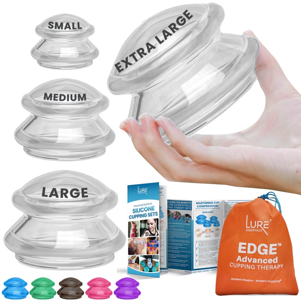 Lure Essentials Edge Silicone Cupping 4 Piece Assortment, Transparent Clear
