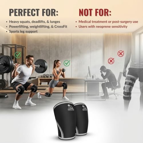 7mm Neoprene Knee Sleeves (1 Pair) Support & Compression for Small Black