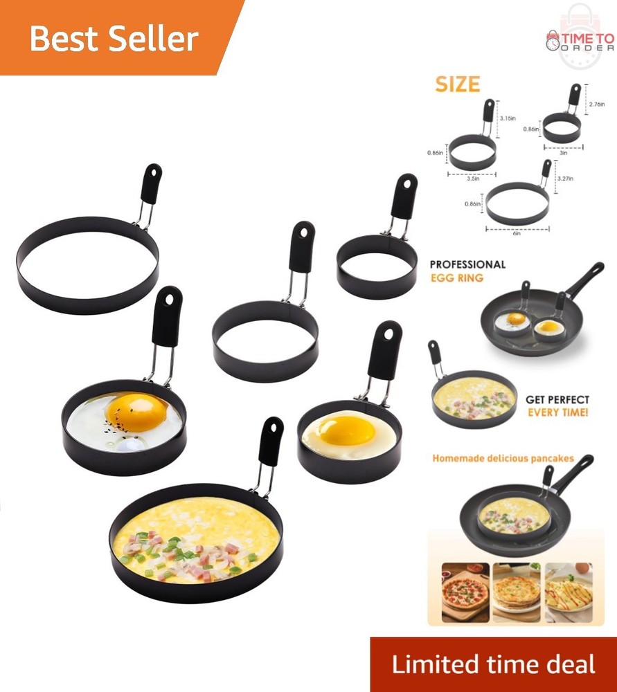 Egg Ring Set 6 Pack Stainless Steel Multi-Use Cookware Kitchen Gadgets