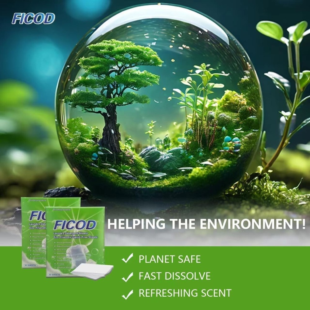 (90 Sheets) Eco detergent & Hypoallergenic - Rapid Dissolving -Detergent Sheets