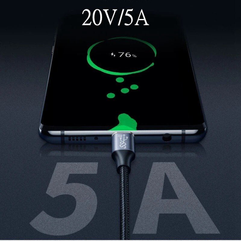 2PACK 1meter USB-C to USB-C 3.2 Gen2 Type-C Charger Data Cable PD 100W 5A 10Gbps