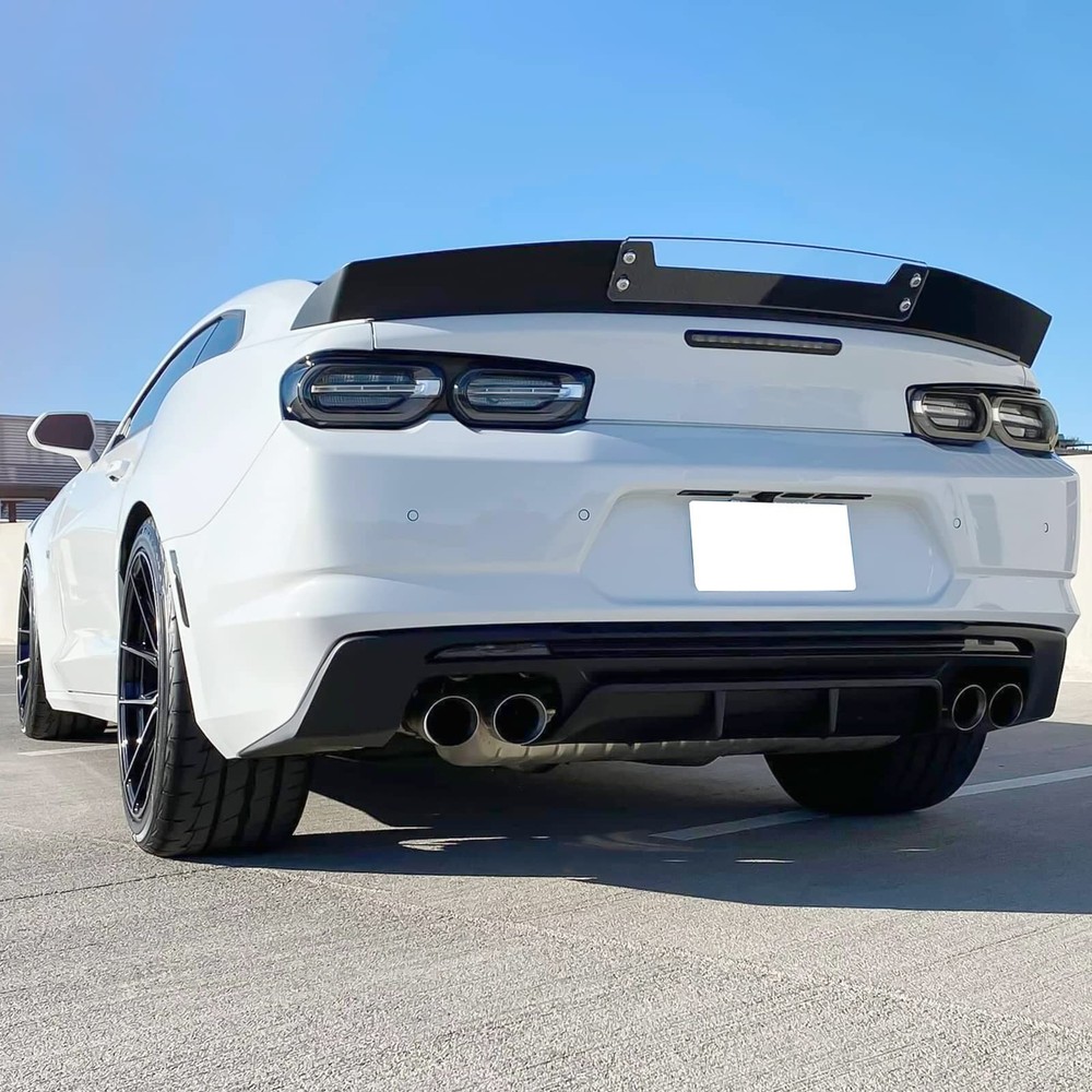 后保险杠盖扩散器适用于 2019 - 2024 年科迈罗 PP 工厂风格光泽黑色