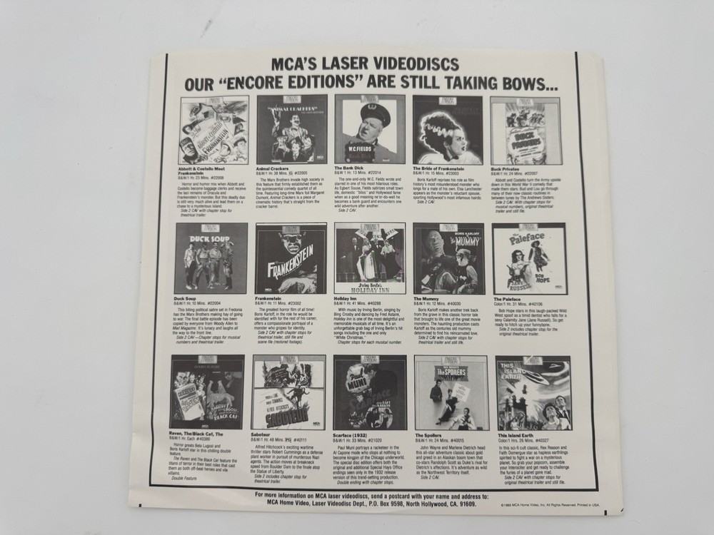 HOWARD THE DUCK (LASERDISC) 1987