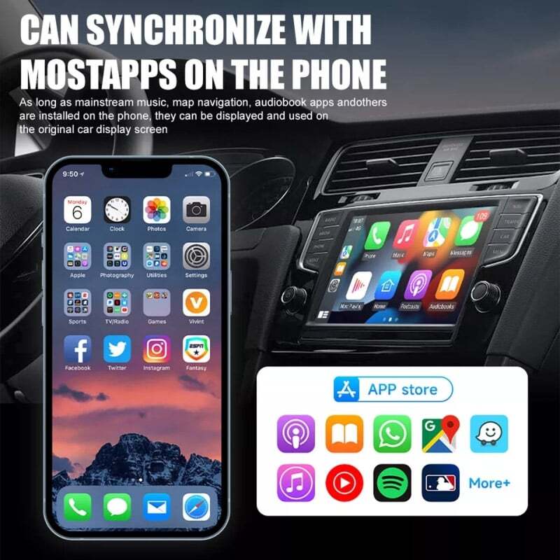 USB Wireless CarPlay Adapter for Apple iPhone &Android Auto Dongle Plug＆Play