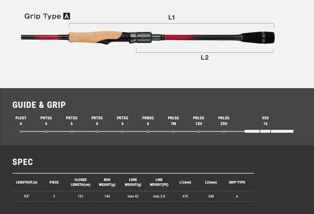 Tailwalk Multi Luer Rod CRIMSON S98M-R