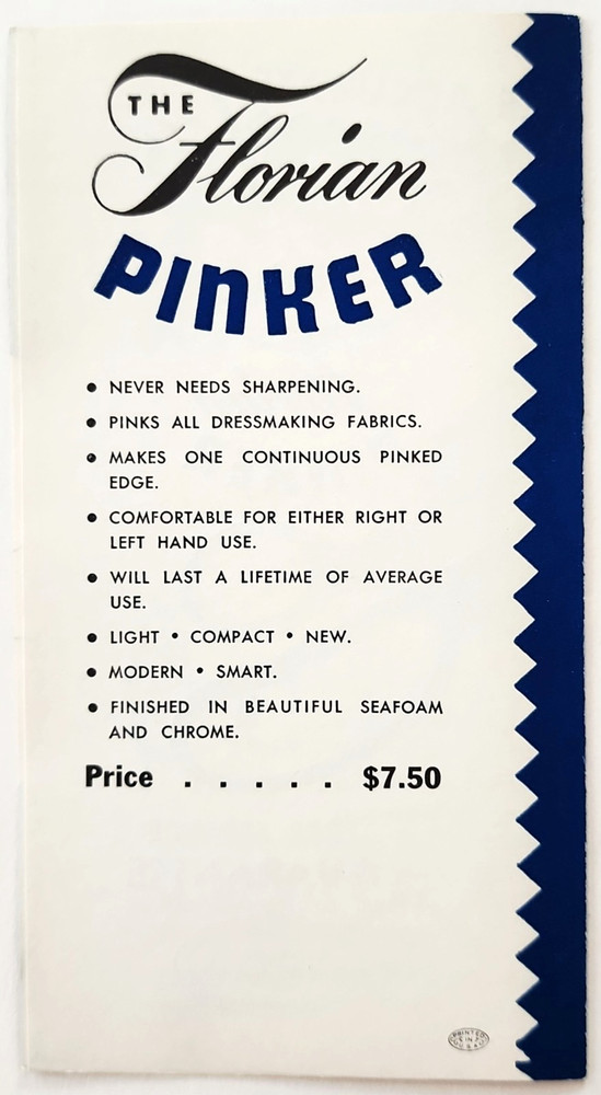 1950s Florian Pinker Sewing Device Pinking Tool Paper Advertisement Vintage