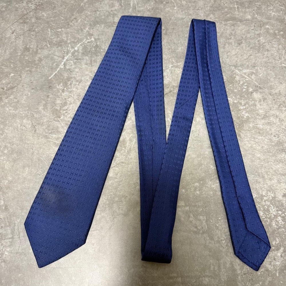 HERMES Tie Navy Fason H Pattern