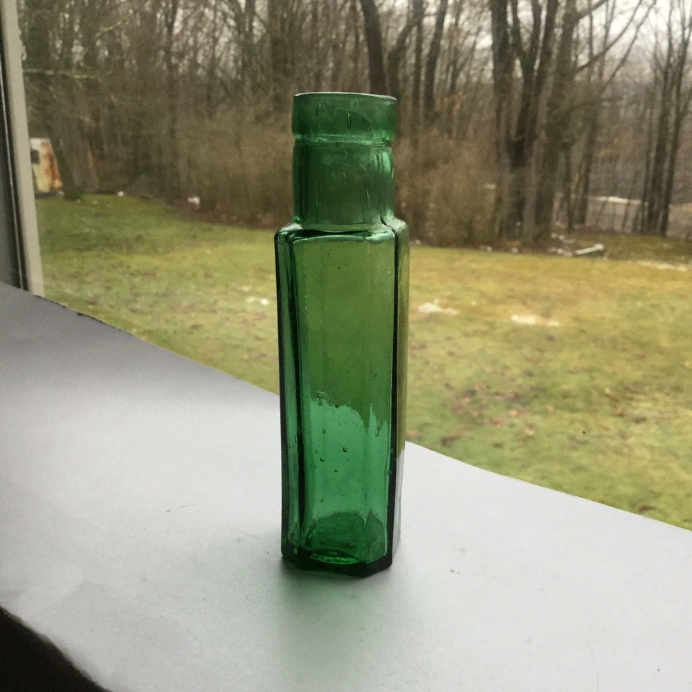 Small Green Antique Condiment Bottle