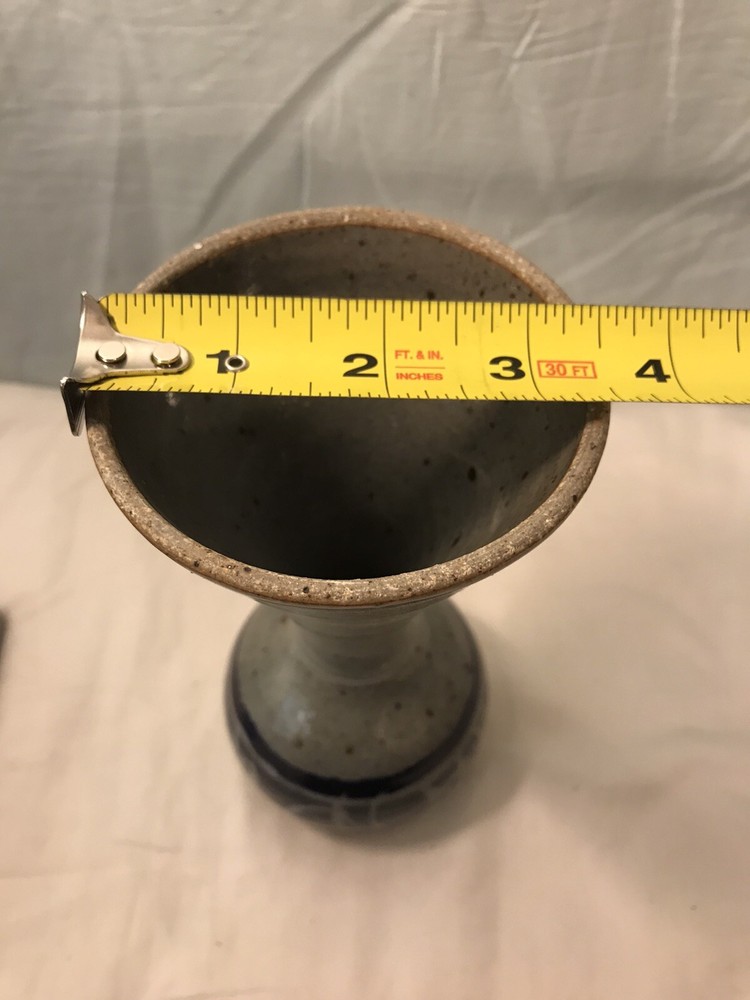 Mid century studio art stoneware pottery goblet 