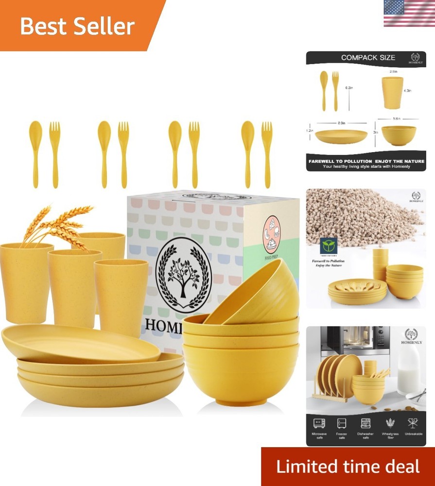 Wheat Straw Dinnerware Sets, 20pcs Unbreakable Microwave Dishwasher Safe Tablewa