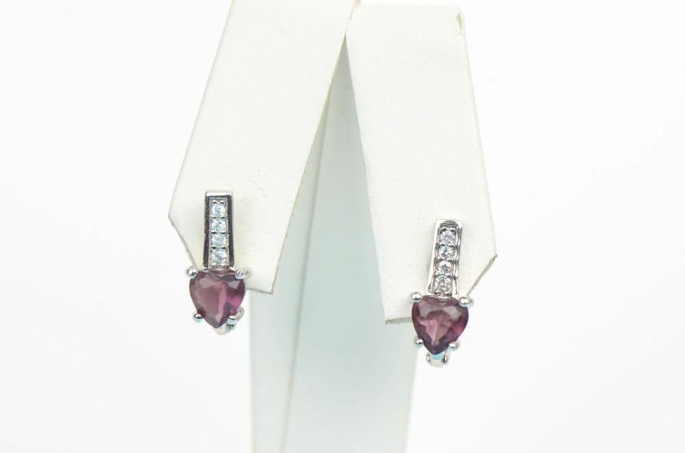 Heart Birthstone Sterling Silver Earrings
