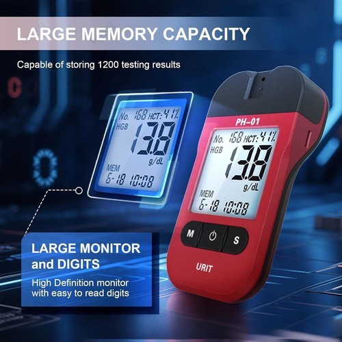 URIT Hemoglobin Analyzer Fast HB Testing Kit with 125 Test Strips Anemia test