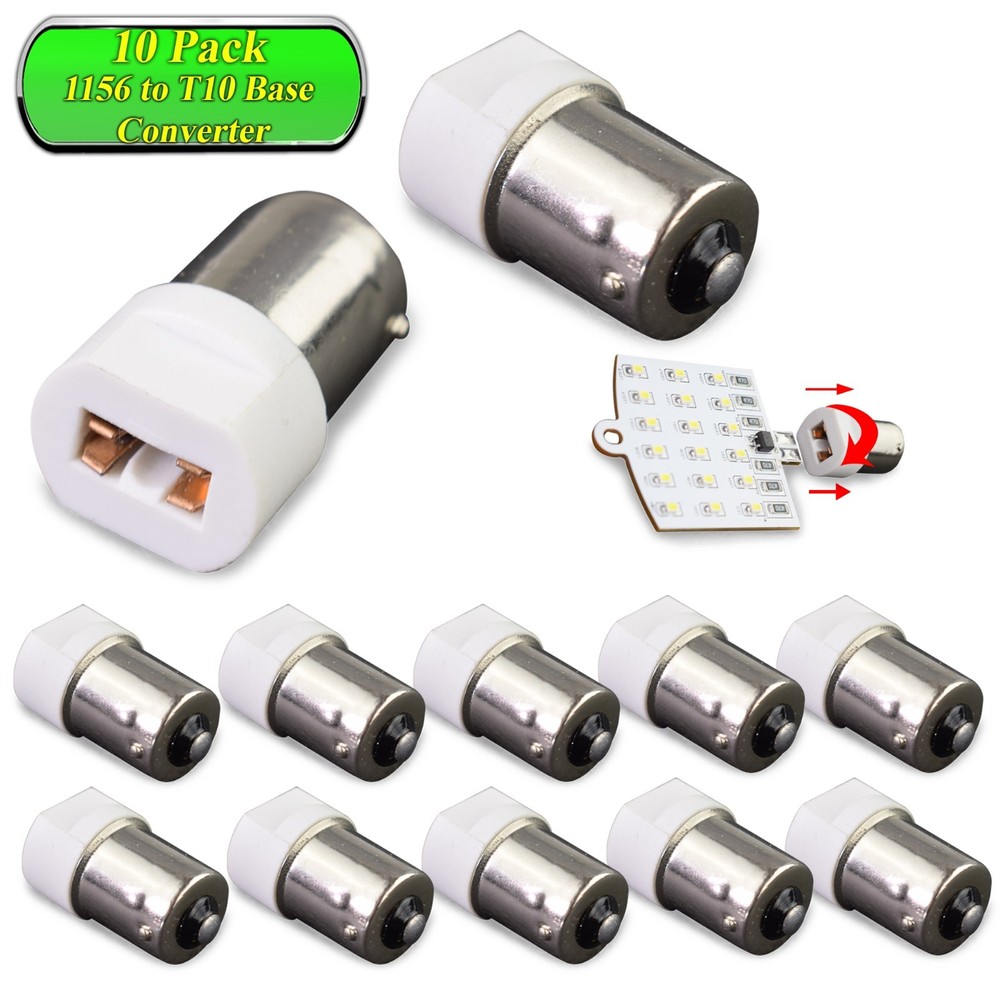10 Pack T10 168 194 to 1156 Ba15s Bulb Socket Base Converter Adaptor Transformer