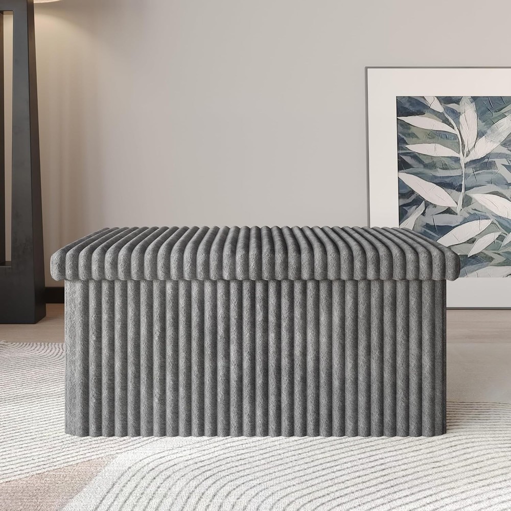 Florence 30" Upholstered Folding Storage Bench Tufted Top Space-Saving Storage