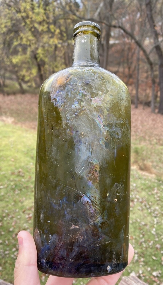 Large Green Scotch Whiskey Flask