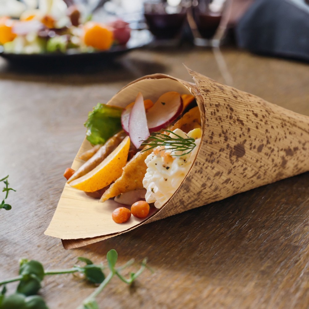 BambooMN Premium Bamboo Leaf Food Cone - Multiple Sizes & Quantity Available